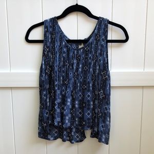 Forever 21 Blue Pattern Flow Tank